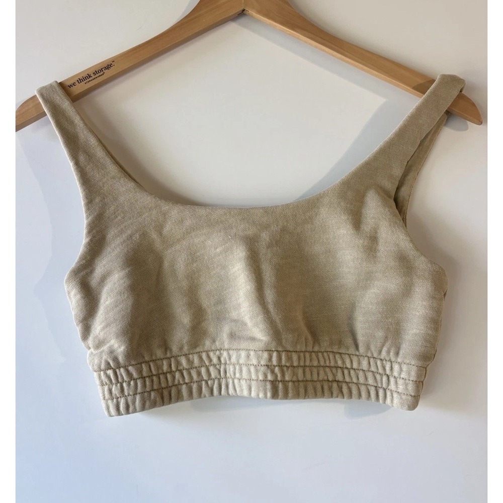 Madewell MWL Sweatshirt Bralette Womens Small Tan Khaki Square Neck‎
